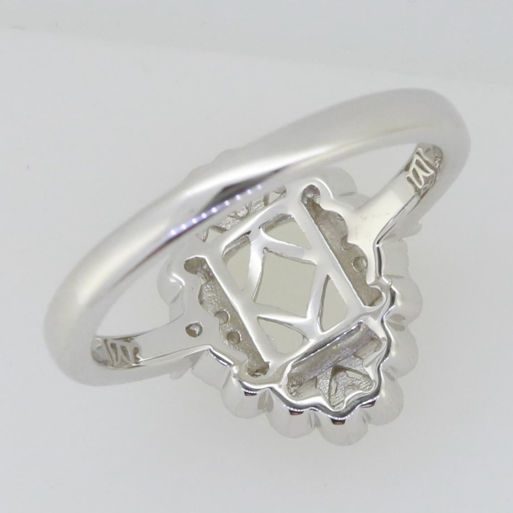 Sterling Silver Semi Mount Ring Setting Emerald OCT 8X6mm White Topaz