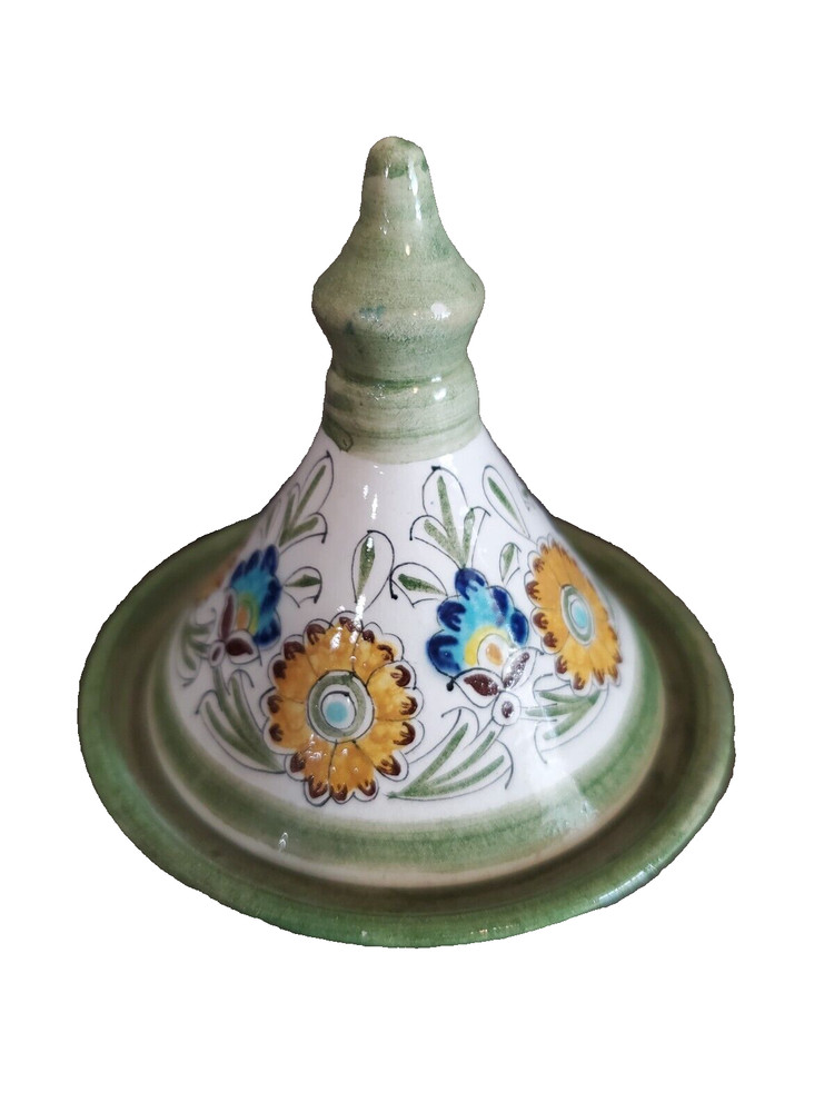 Miniature Moroccan Tagine Hand Painted Decorative Ceramic 4" Tall