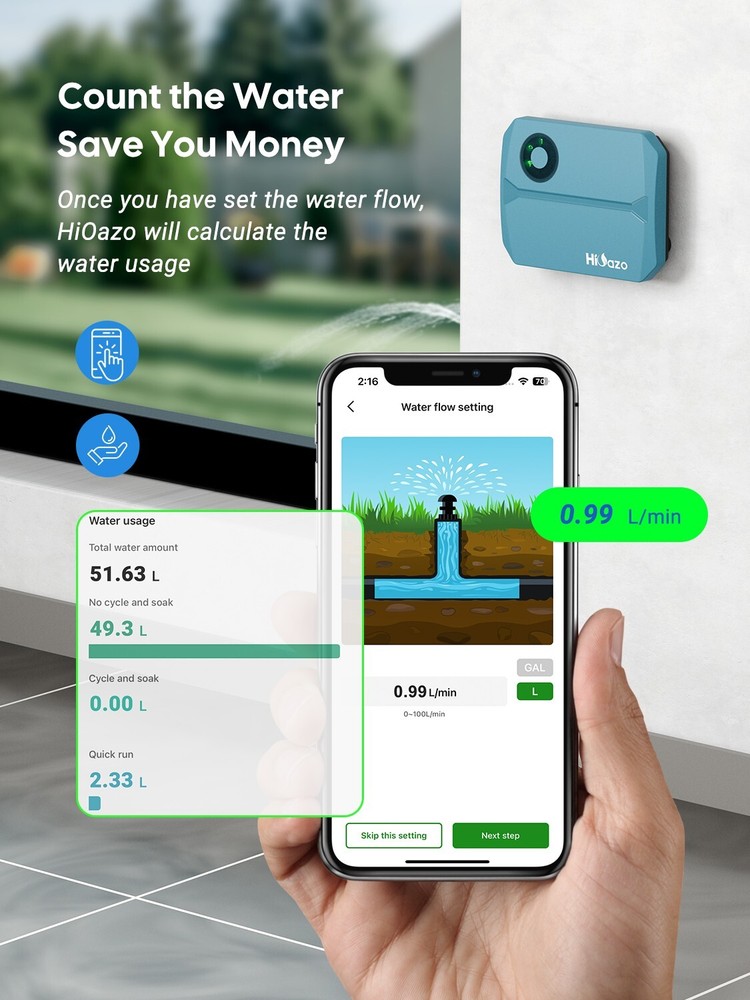4-Zone Smart Lawn Sprinkler Controller Irrigation System Watering Schedule Timer