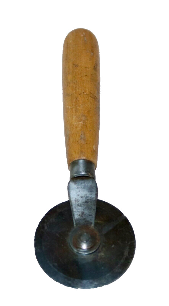 Fabric Cutting Tool 2” Diameter Wood Handle - Vintage