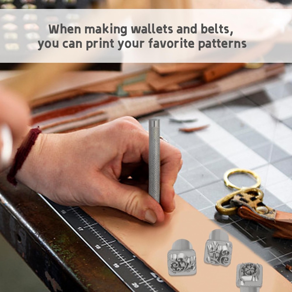 Leather Craft Stamping Tools, Kit with 12 17 PCS, Silver