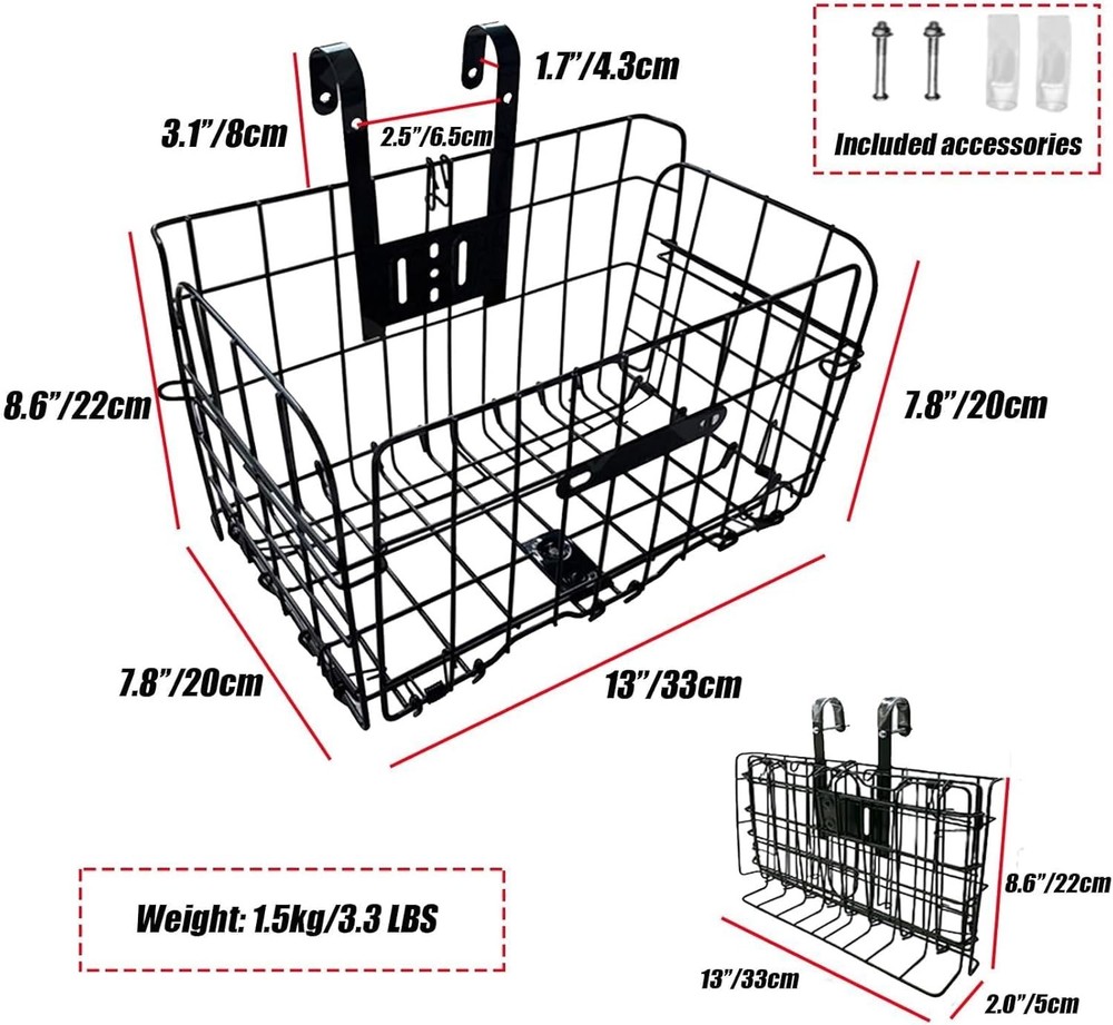 Versatile Folding Bike Front Basket - Carry Pet & Essentials, Easy Installation