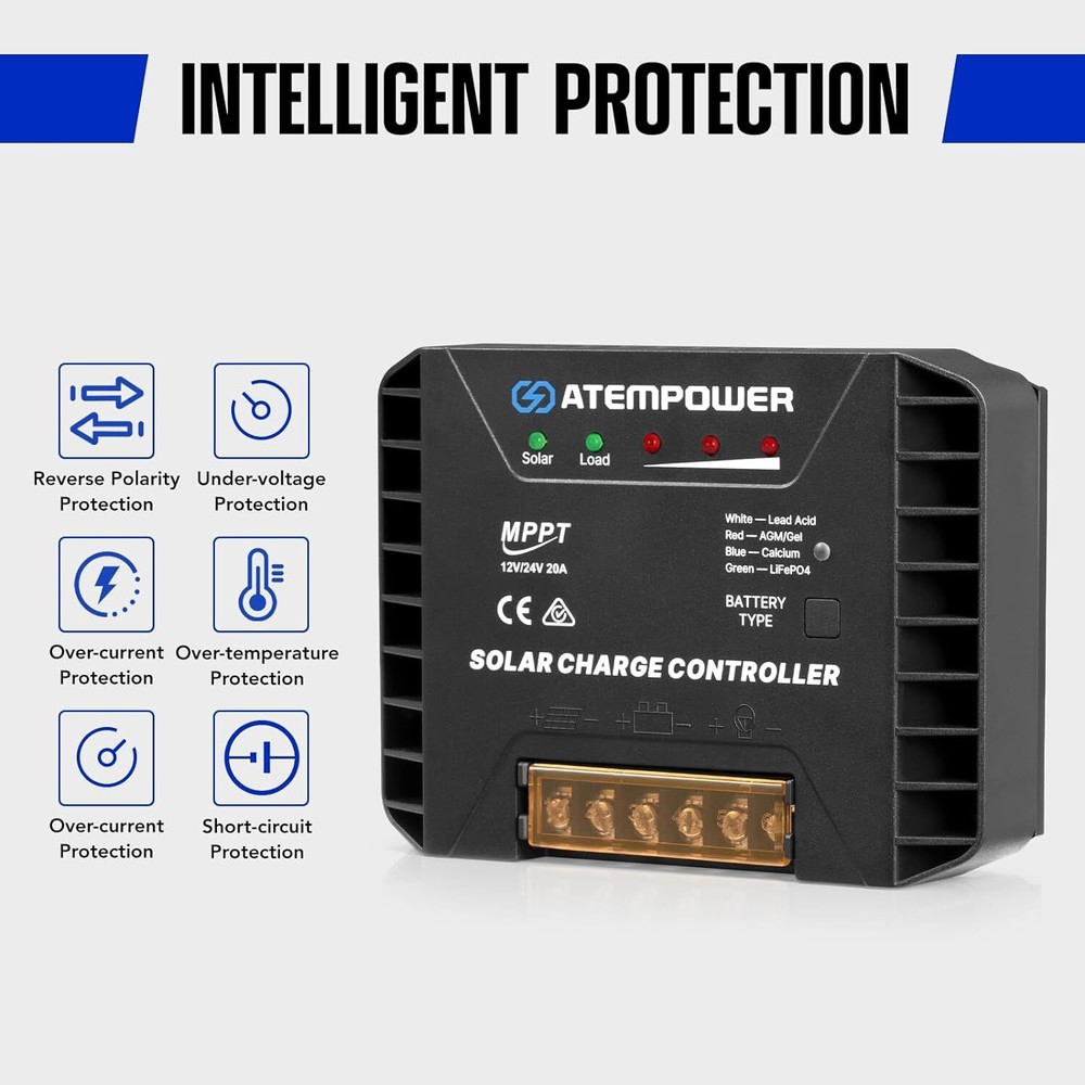 0A 12V/24V MPPT Solar Controller Selecting Battery Type Activate Lithium Battery