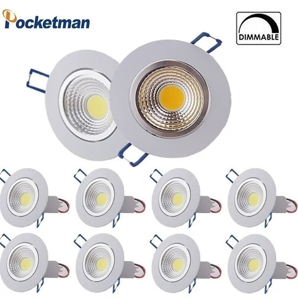 10 Pack COB Dimmable ED Recessed Ceiling Lamp Downlight Spotlight Panel Light