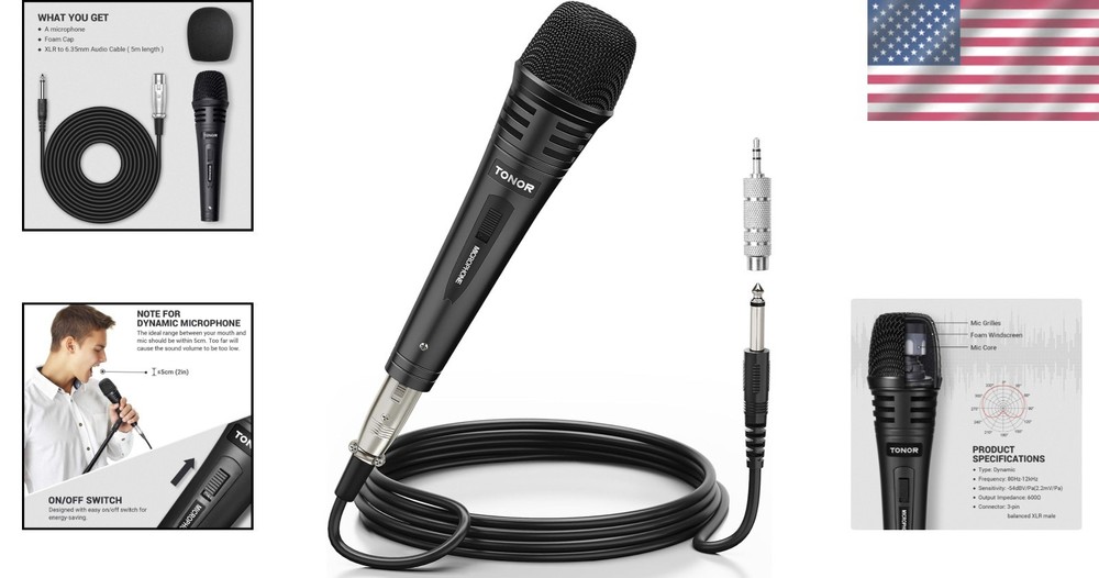 Studio-Quality Handheld Karaoke Microphone - Mute Function & XLR Cable