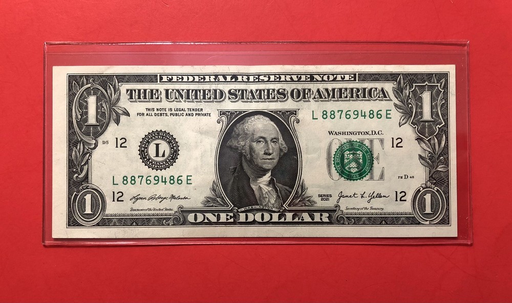 2021- FEDERAL RESERVE $1 NOTE ( SAN FRANCISCO ),MISCUT ERROR.