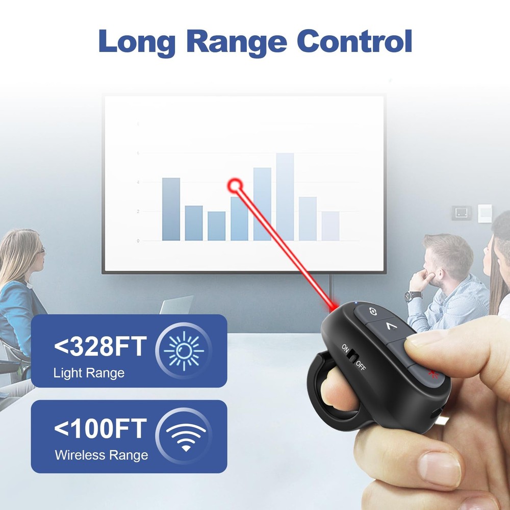 Presentation Clicker PowerPoint Wireless Presenter Remote: Laser Pointer Comp...