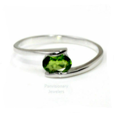 May Birthstone Ring Sterling Stackable Diopside for Emerald Gem Sz 4 5 6 7 8 9