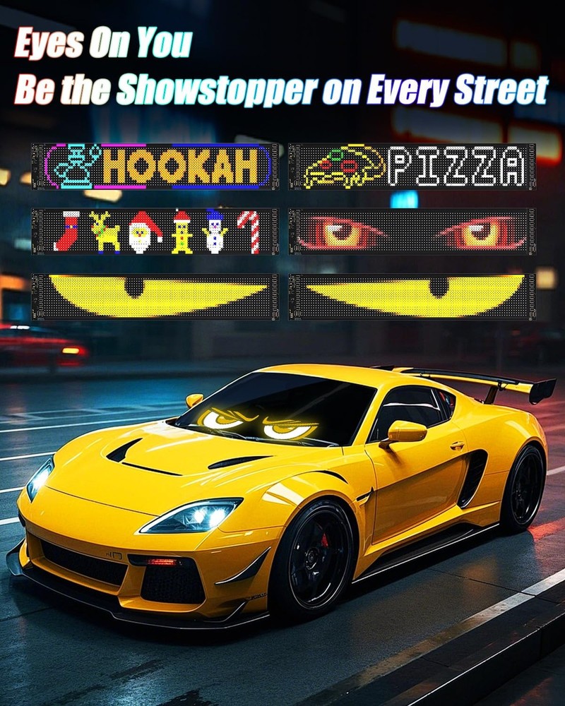 Devil Eyes Light for Windshield: 23.4"x4.7" Programmable LED Signs with APP &...
