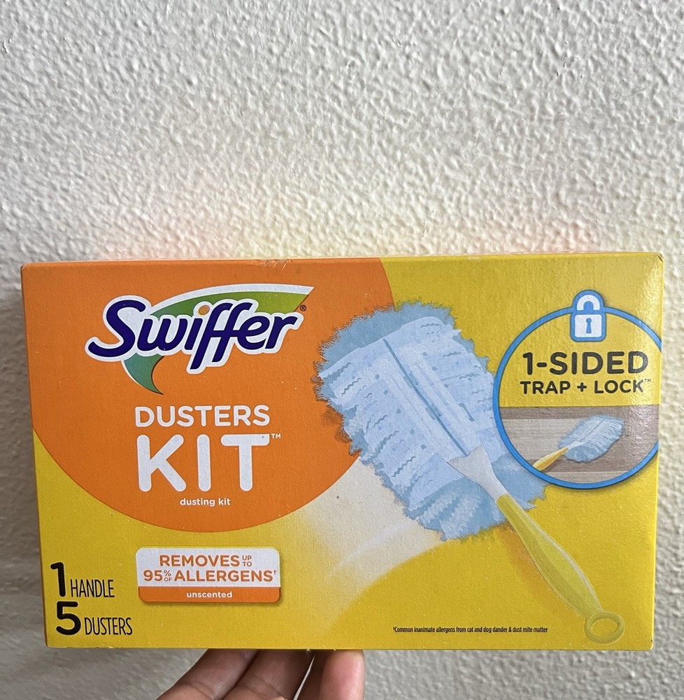 Swiffer Dusters Kit Unscented 1 Handle 5 Microfiber Blue Yellow