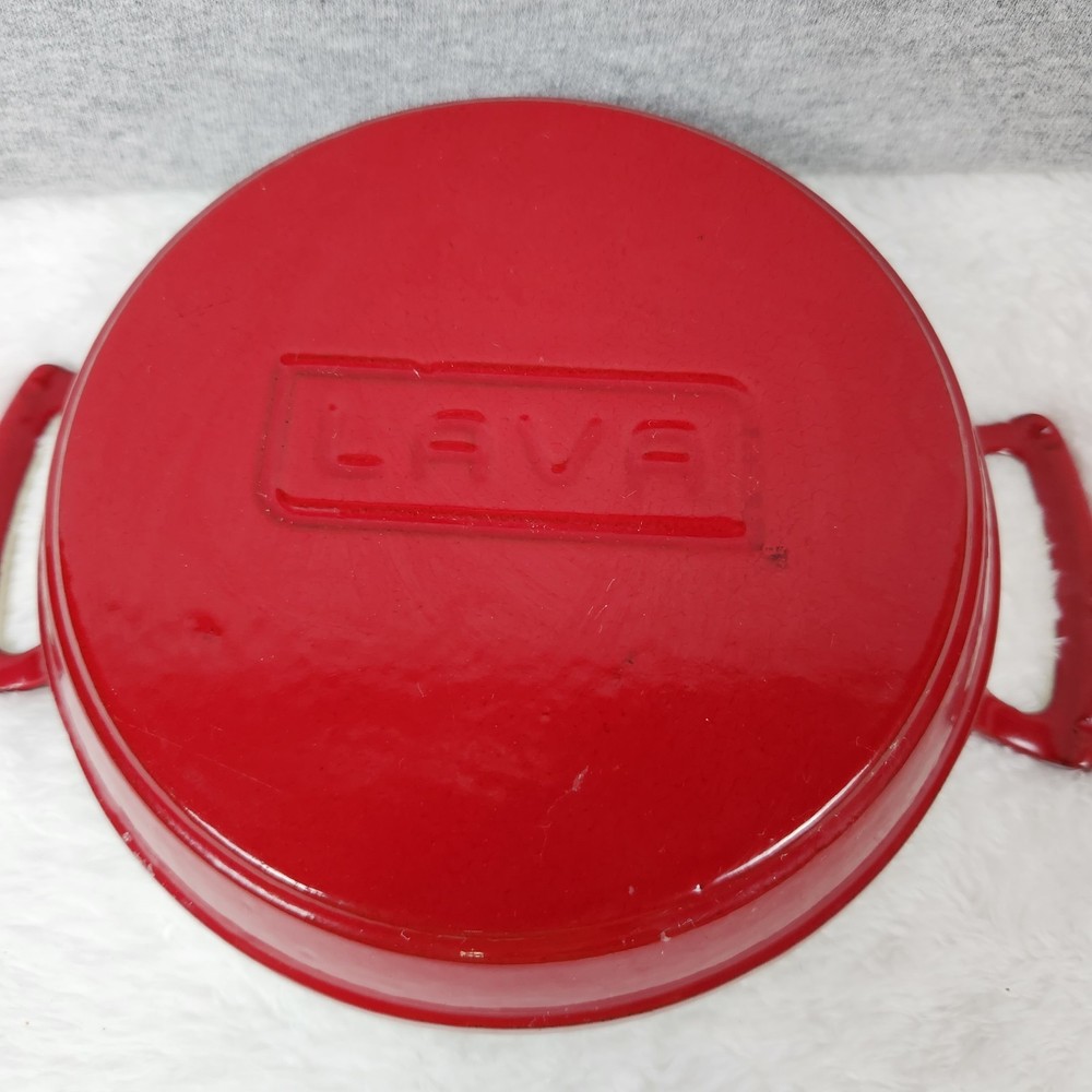 LAVA Cast Iron Enameled Red 6.5" Pan EUC