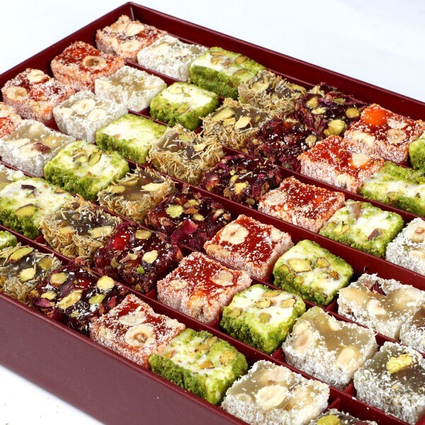 100% Natural Mixed Turkish Delight Sultan w Motif Pattern Box 1000 gr - 2.2 lbs