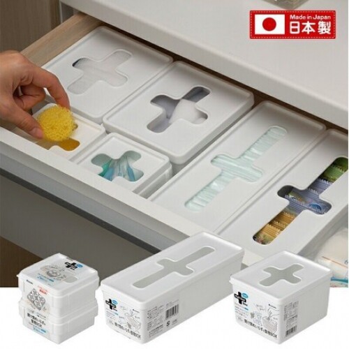 Japanese Inomata Cross Storage Box Drawer Organizer Stackable Storage Bin White