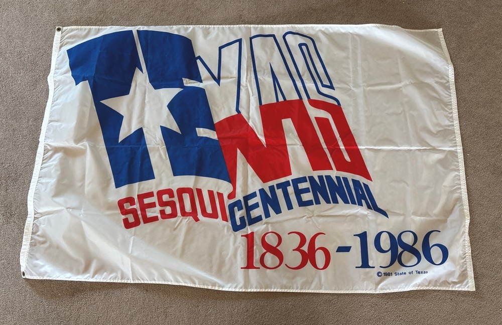 VINTAGE Texas Sesquicentennial Flag - 1836-1986 - 4'x6'