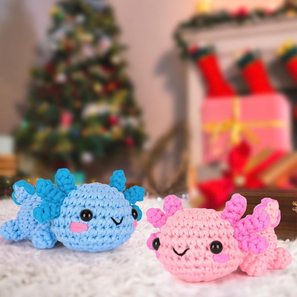 Perfect Gift Crochet Set: Beginner's Axolotl Kit with Comprehensive Support