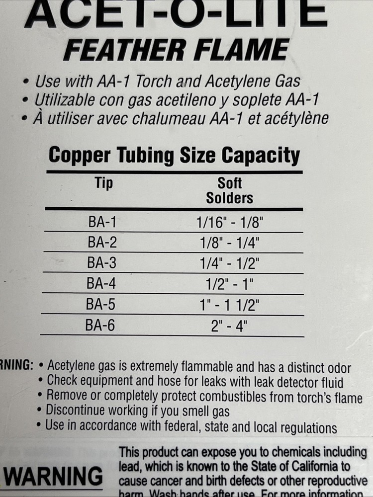 Goss Acet-O-Lite Feather Flame BA-4 Acetylene Tip