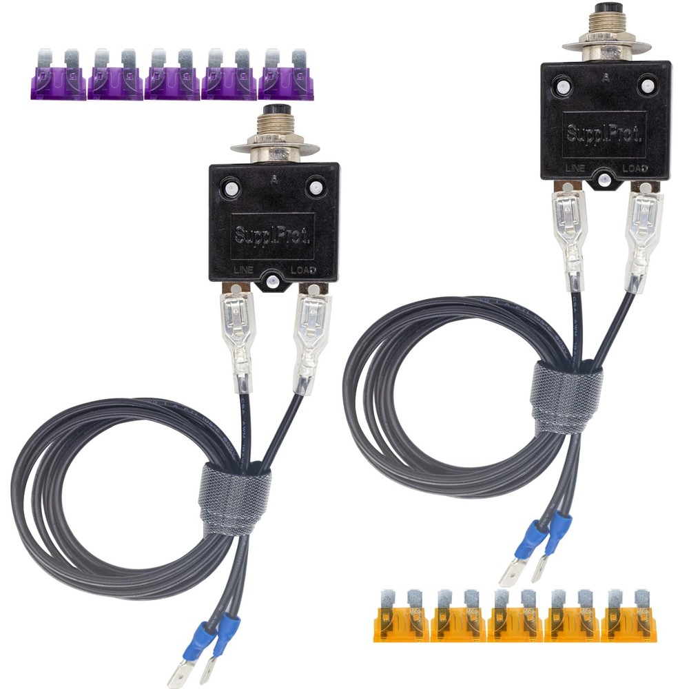 2Pack Circuit Breakers- 3A/5A Resettable Fuse Kit Professional HVAC black