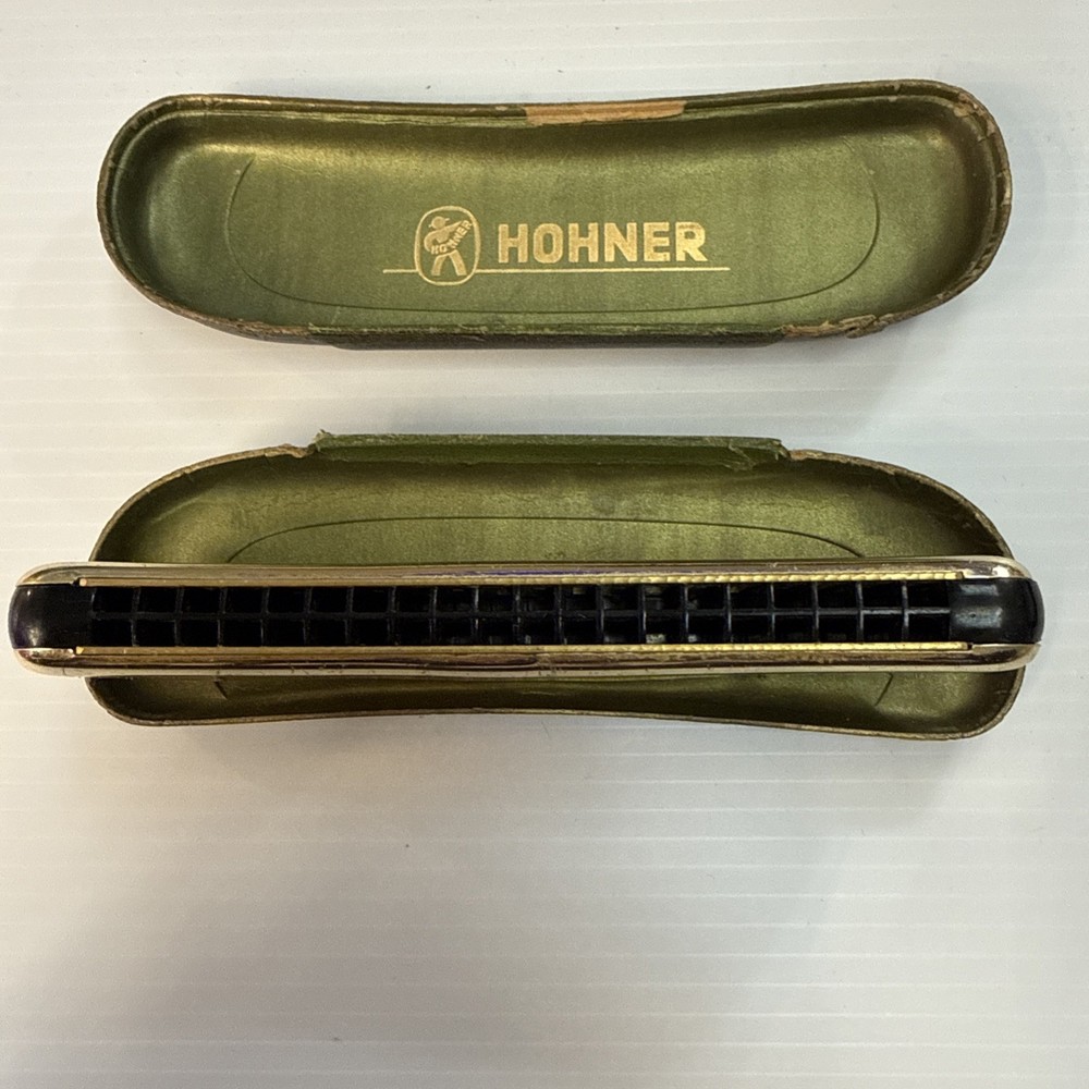 Hohner Comet Harmonica Harp Green Case Likely 1930s