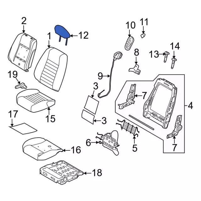Genuine Ford Headrest DR3Z-63611A08-EA