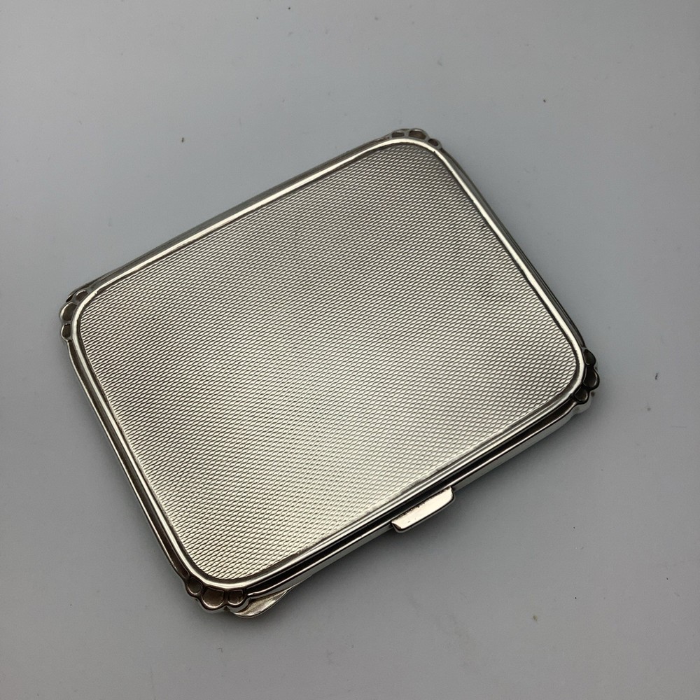 Solid Silver Guilloche Enamel Cigarette Case Hallmarked Birmingham 1950 Adie 89g