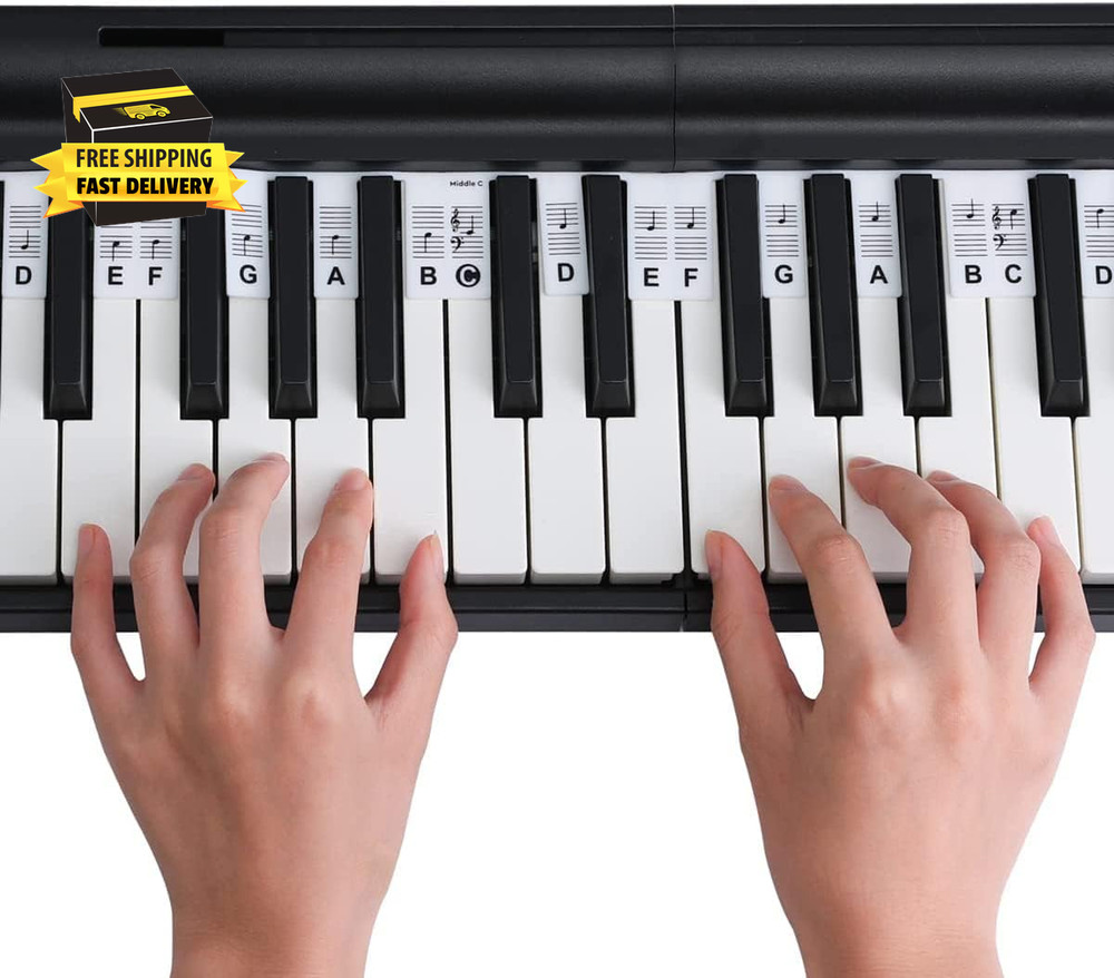 Piano Notes Guide for Beginners, Removable 88/61 Key Silicone Keyboard Strips |