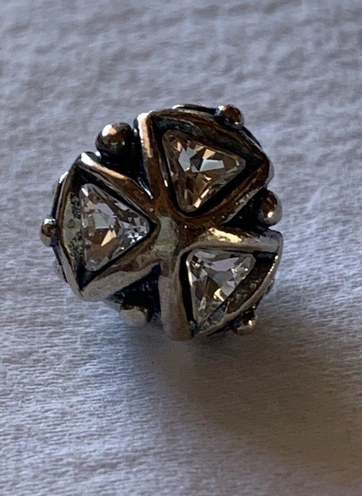 Trollbeads Fantasy Crystal Triangles Charm Sterling Bead - In Box EUC!!