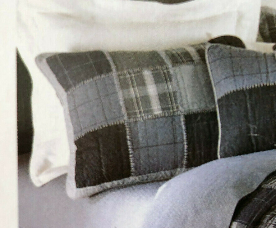 sham GRAY PATCHWORK ~ Standard ~ flannel ~  Grey Matters ~  NIP Nautica