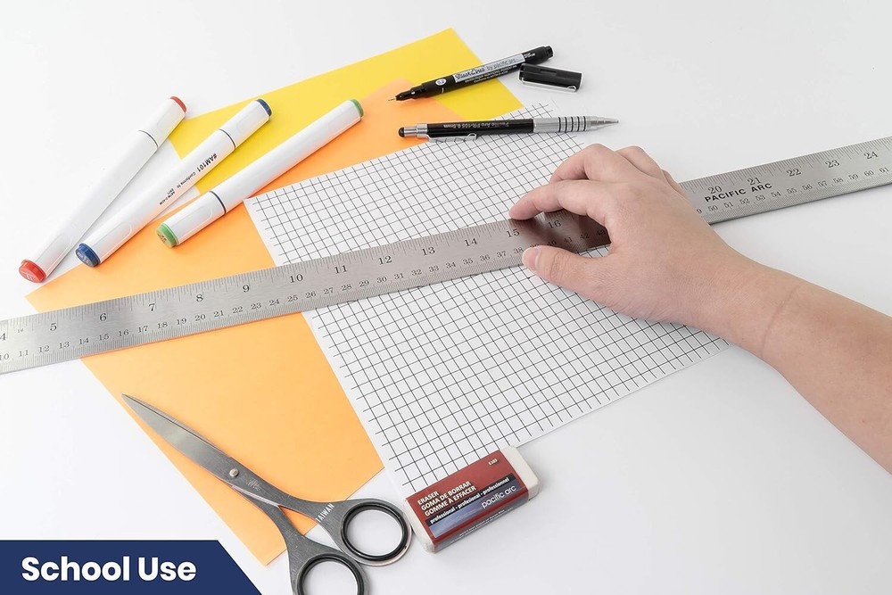 Durable 36-Inch Architect Ruler with Acid-Etched Markings & Conversion Chart