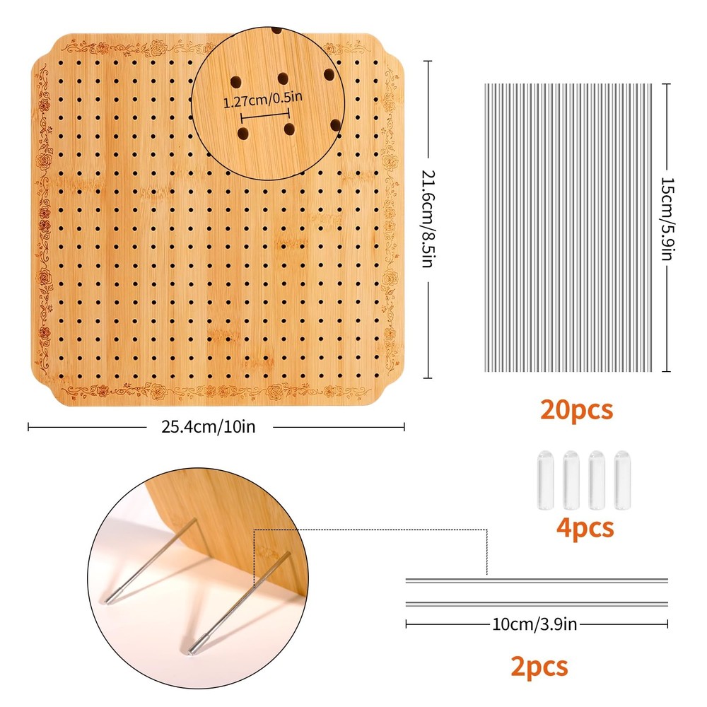 10 in Blocking Boards for Crochet Projects with Rose Pattern, Crochet Blockin...