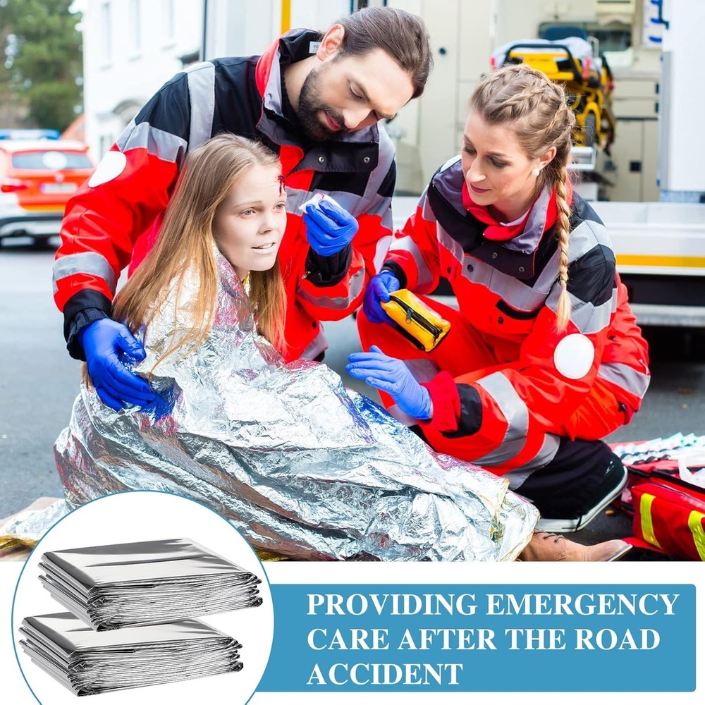 Macarrie Emergency Blanket Bulk - Survival Thermal Silver One Size,