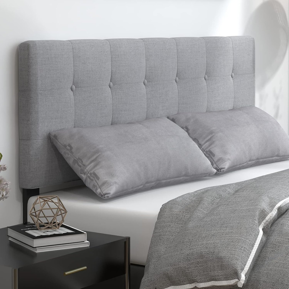 Linen Upholstered Headboard, Adjustable Width Button Tufted Headboard Only with