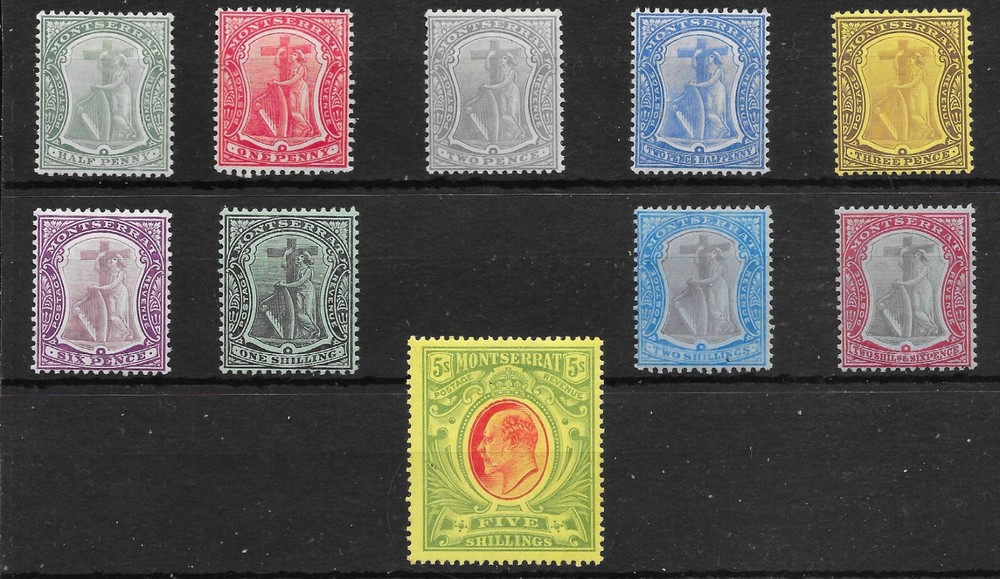 MONTSERRAT SG35/47 1908-14 DEFINITIVE SET MTD MINT