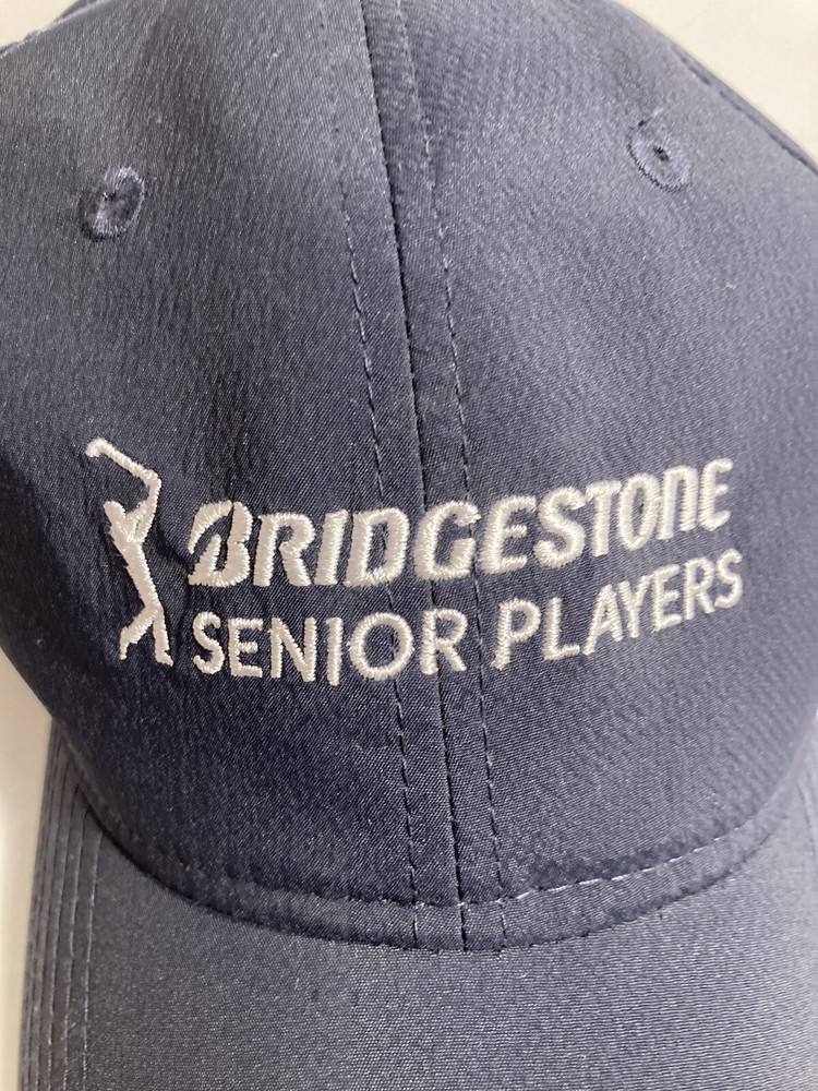 Bridgestone Senior Players Cap Hat Blue Adjustable Stretch Missing Button