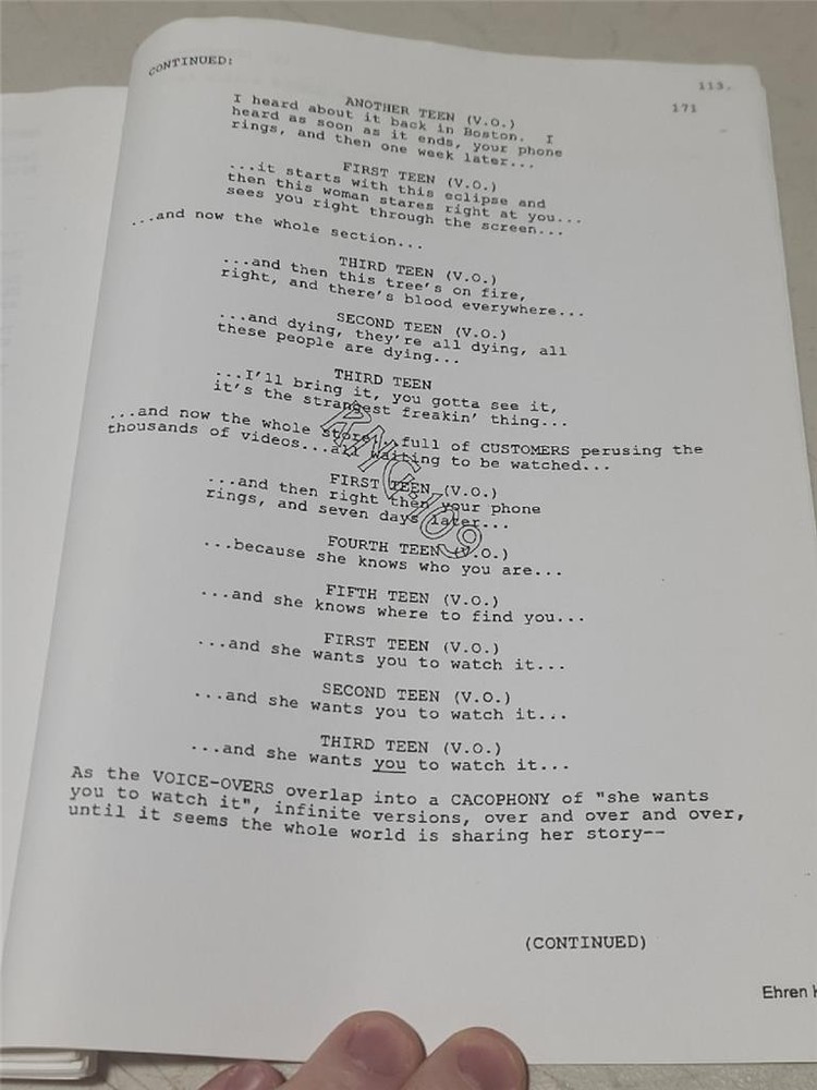 The Ring 10/3/2001 Shooting Screenplay Script by Ehren Kruger