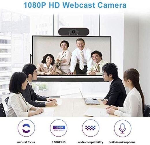1080P HD Webcam with Microphone, Streaming Computer Web Camera for