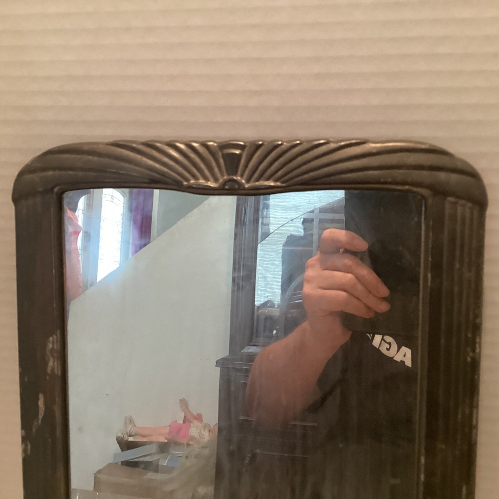 Vintage Silver Plated Table Top Square Footed Mirror
