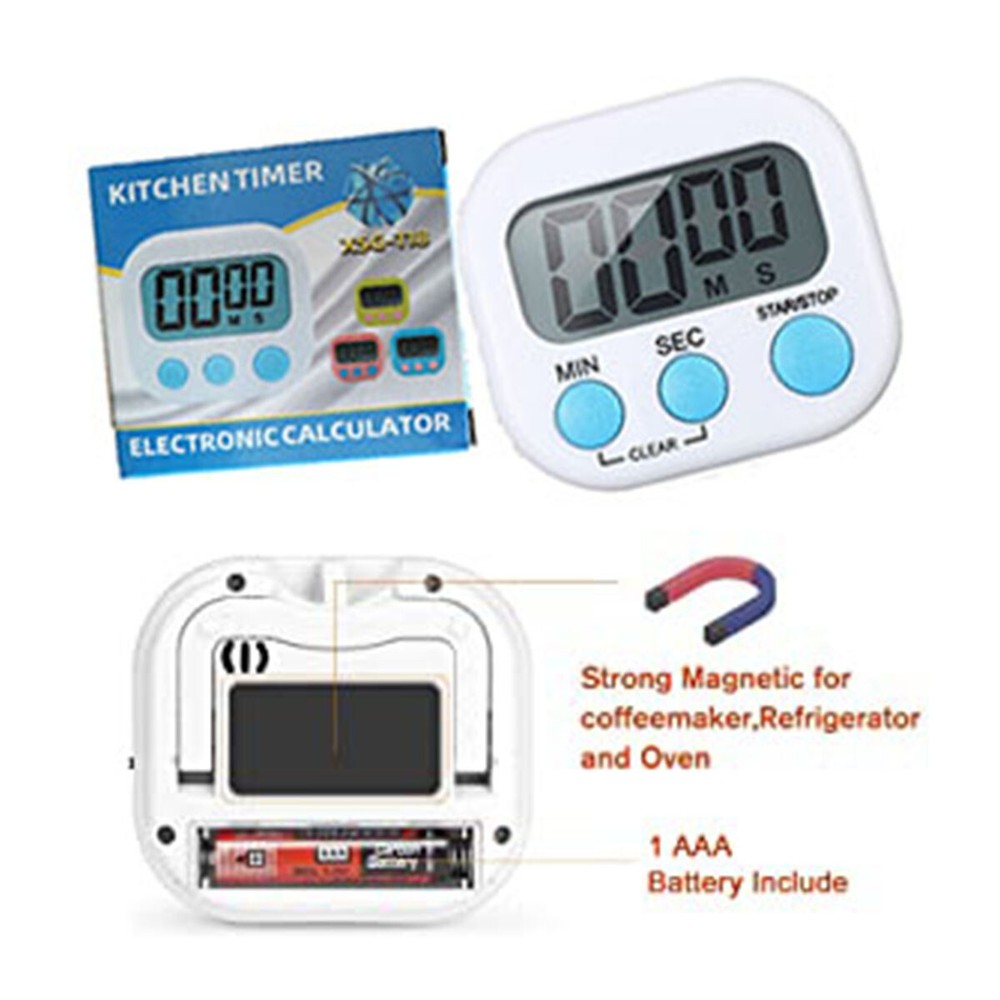 Digital Kitchen Timer Magnetic LCD Large Countdown Clear and Loud Alarm 2 pack