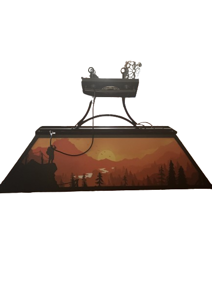 Used pool table light, includes bulbs, 4' by 9".