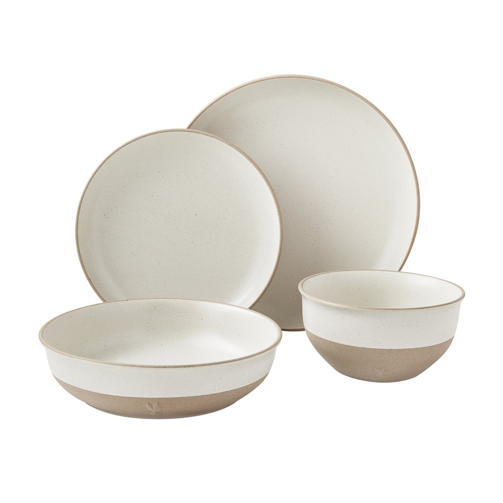 Dave Jenny Marrs Cream Dinnerware Set 16 Piece Stoneware Serving Plates