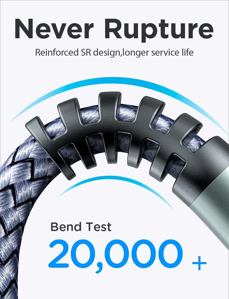 AINOPE 2 Pack USB Extensions Cable High Speed 3.0 6.6FT+6.6FT, Grey