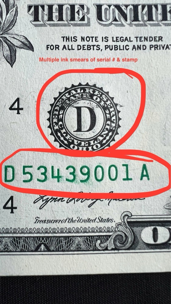 Rare Uncirculated Sequential $1 Bills w/ Multiple Printing Errors - 10 Count
