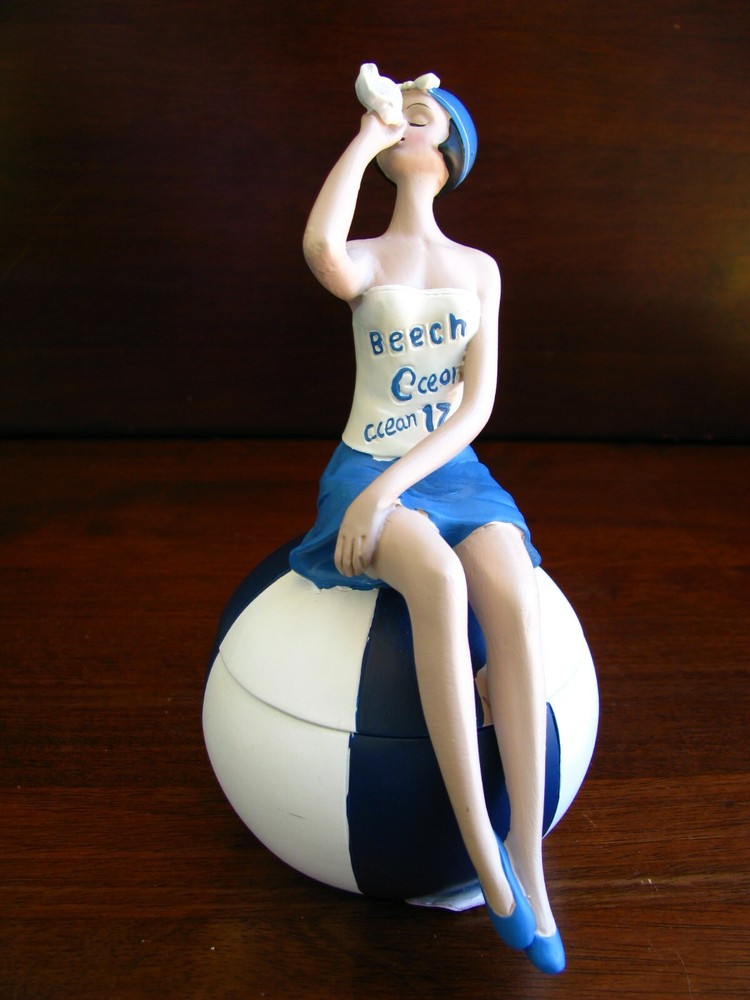 Lady on Beach Ball Trinket Box.