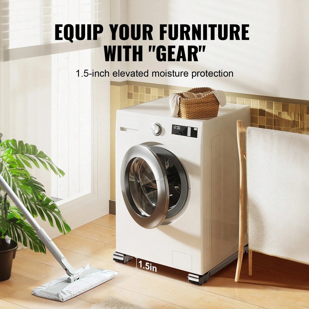 White Heavy Duty Appliance Rollers Extendable Fridge Moving Stand Washer Dolly