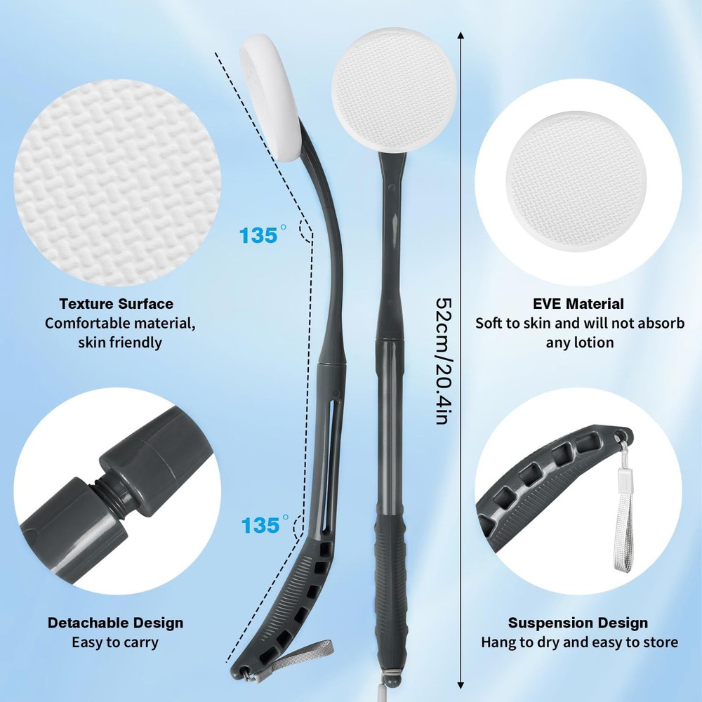 Lotion Applicator for Back, 20.5'' Replaceable Back Grey