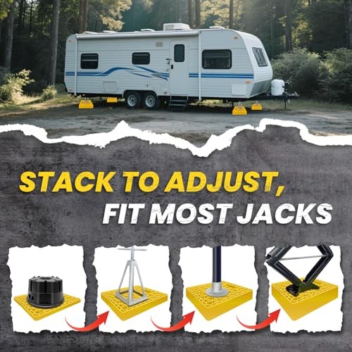 Large RV Jack Stabilizer Pads,Sinking Resistant Stackable 14"x12" Yellow