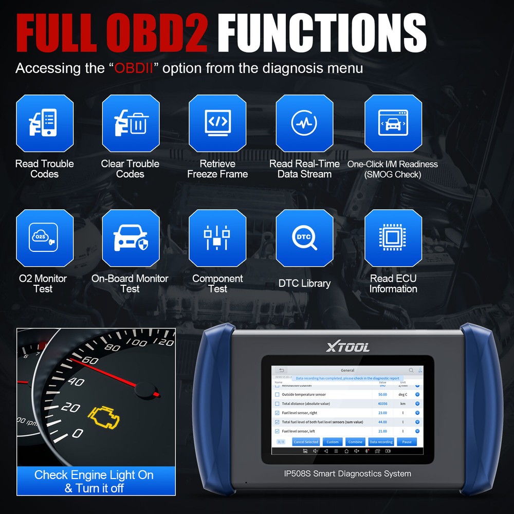 2026 XTOOL IP508S OBD2 Scanner Engine ABS SRS AT EPB Diagnostic Tool Code Reader