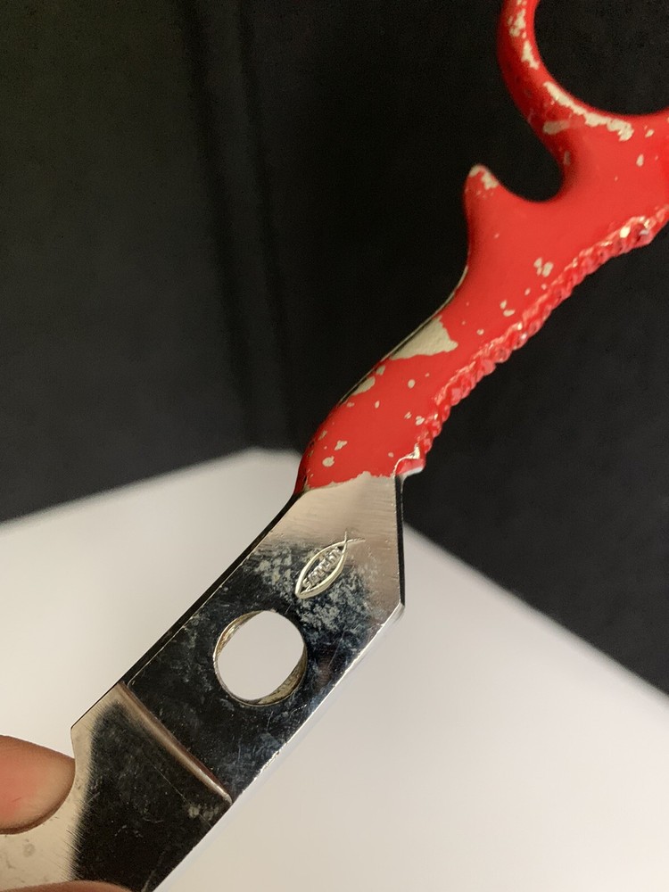 VINTAGE SCISSORS SAMMANN Working Condition Red Handle Metal Dull , Old