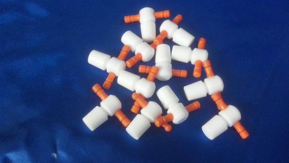 12ea PTFE Solid Laboratory Key Hole Stopper Stoppers # 13 Orange