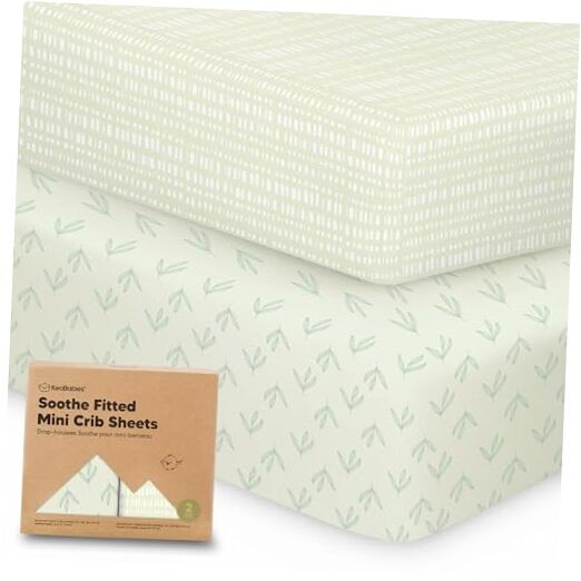 2-Pack Mini Crib Sheets Fitted - 38x26 Pack N Play Sheets for Pack and Fleur