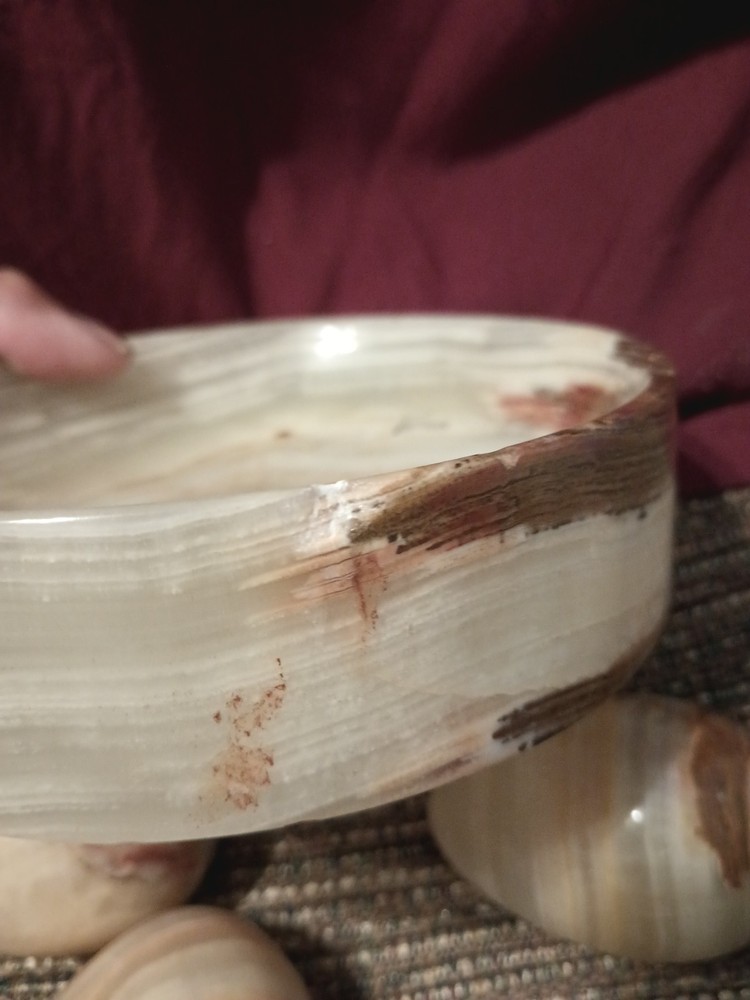 Onyx Marble Stone Five Eggs And Matching Dish Holder